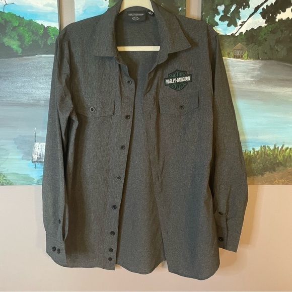 Harley Davidson Bar and Shield Classic Button Down Shirt Black Beauty - Picture 2 of 11